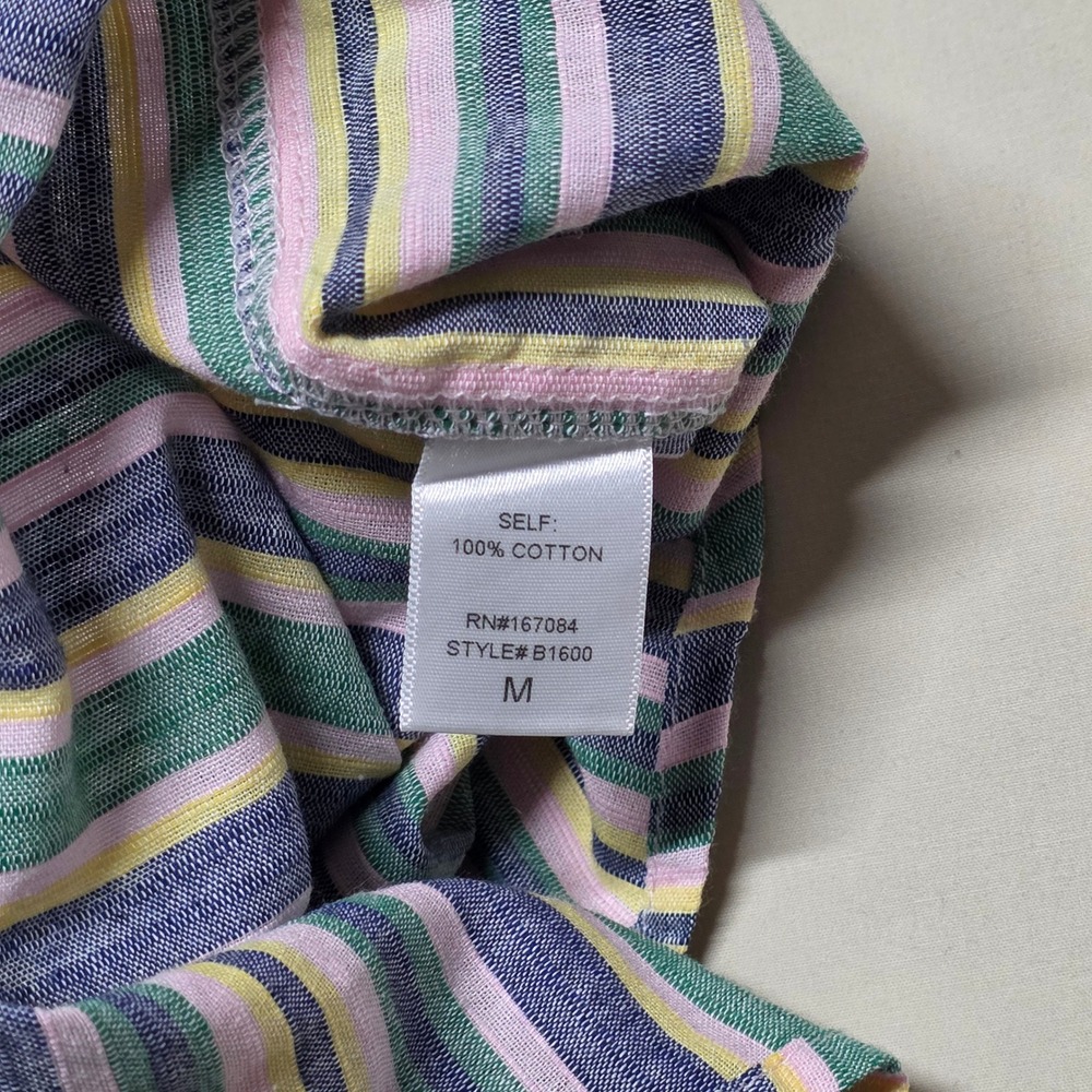 Pomander Place Womens Multi Color Striped Cotton Button Down Shirt Size Medium - Picture 7 of 8